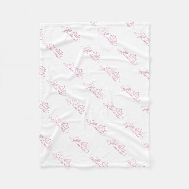 Couverture Polaire Blanche en polaire/Princesse avec couronne (Devant)
