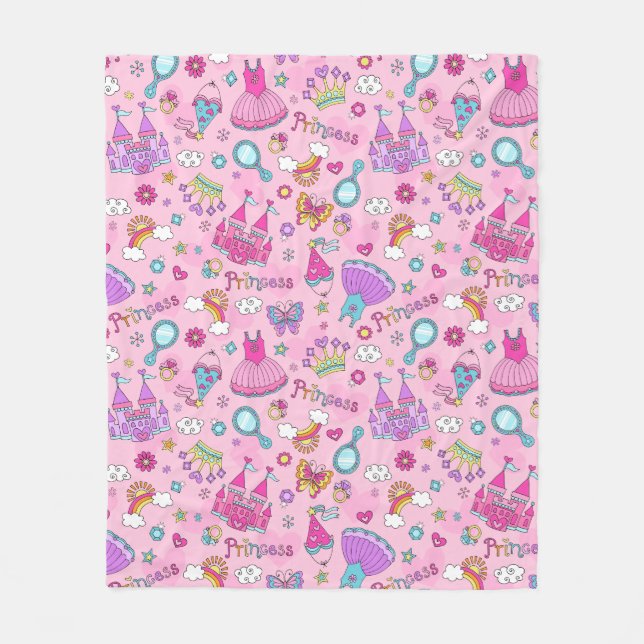 Couverture Polaire Blanche en polaire princesse rose, moyenne