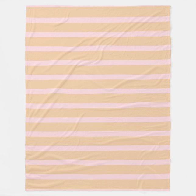 Couverture Polaire Blanche en polaire rayée rose moderne (Devant)
