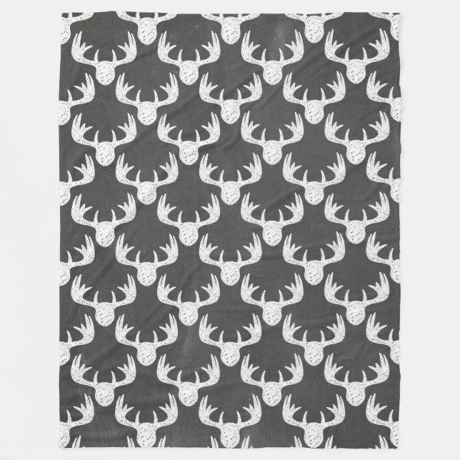 Couverture Polaire Blanche en polaire renne noir/blanc (Devant)