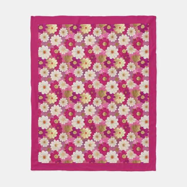 Couverture Polaire Blanche en polaire rose (Devant)
