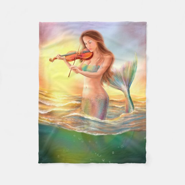 Couverture Polaire Blanche en polaire, sirène d'imaginaire joue sur l (Devant)