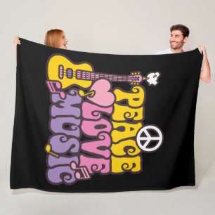 Couverture Polaire Blanche Fleece De Paix, D'Amour Et De Musique