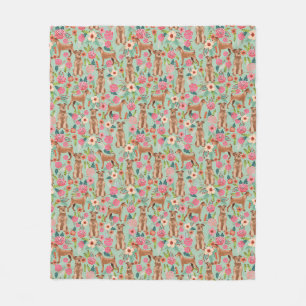 Couverture Polaire Blanche florale de Terrier irlandais - Lancer des 