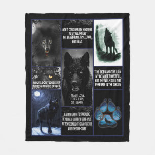 Couverture Polaire Blanche Loup Noir, Blanche Cadeau D'Amour Animal