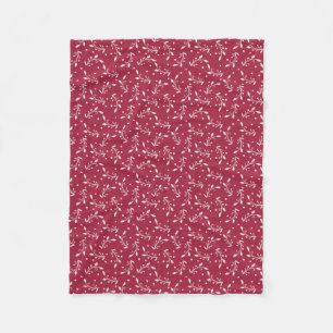 Couverture Polaire Blanche molleton rouge de Noël