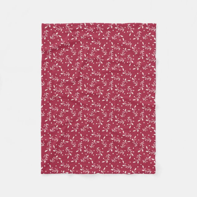 Couverture Polaire Blanche molleton rouge de Noël (Devant)