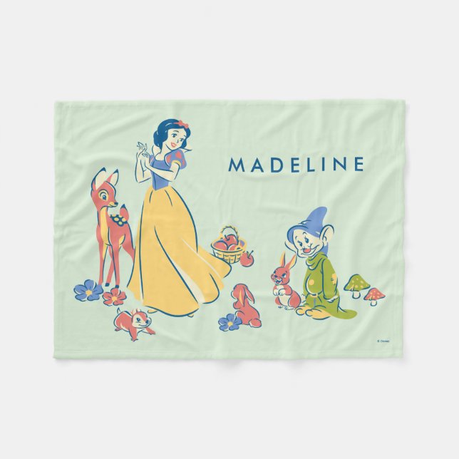 Couverture Polaire Blanche neige & Dopey avec des amis (Devant (Horizontal))
