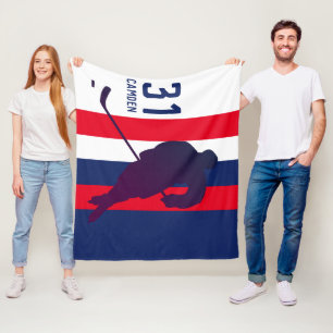 Couverture Polaire Blanche-pièce de hockey personnalisé