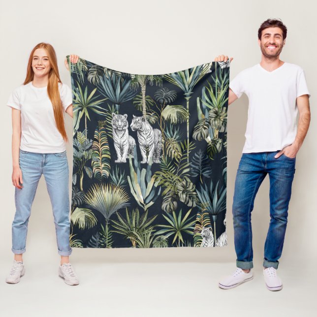 Couverture Polaire Blanche polaire de tigres blanches de la Jungle no (En situation)
