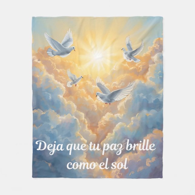 Couverture Polaire Blanche polaire espagnole de la colombe de paix (Devant)