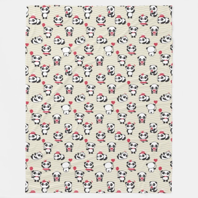 Couverture Polaire Blanche polaire noir, blanc et rose (Devant)