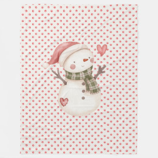 Couverture Polaire Blanche polaire rouge avec Snowman