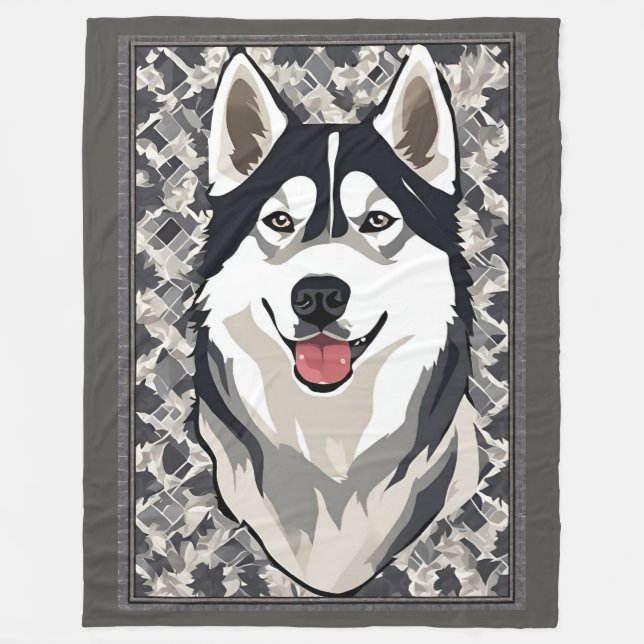 Couverture Polaire Blanche Sibérienne Husky (Devant)