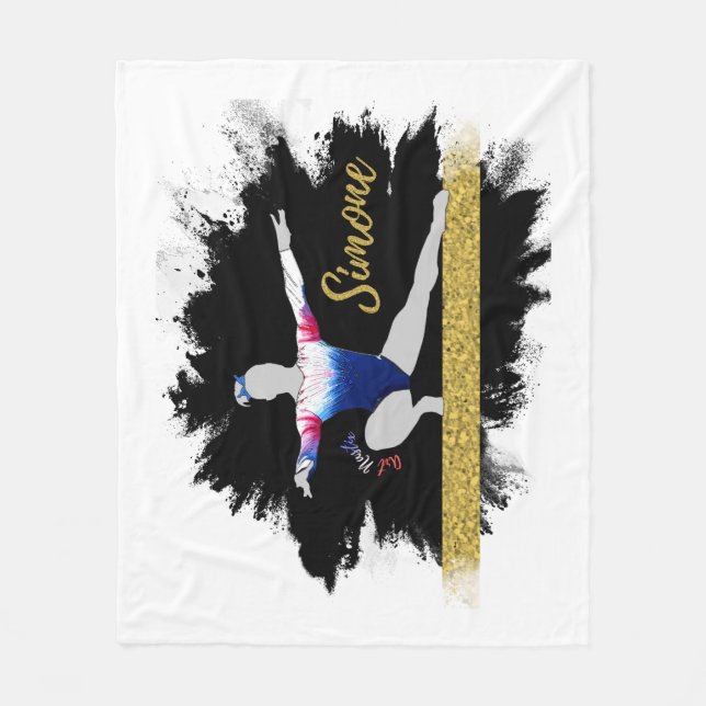 Couverture Polaire Blanche Simone Biles (Devant)