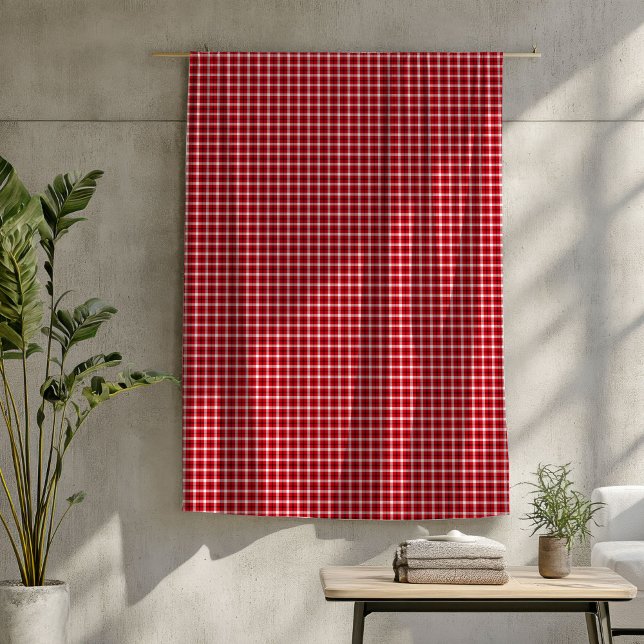 Couverture Polaire Blanche Tartan Noir Rouge Style Lumberjack Cosy (Red Black Tartan Blanket Cozy Lumberjack Style)