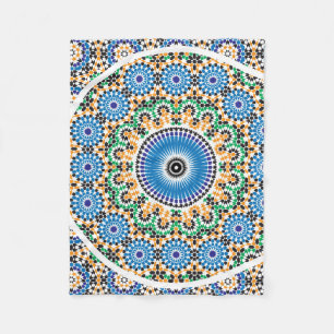 Couverture Polaire Blanche-Toison Motif marocaine