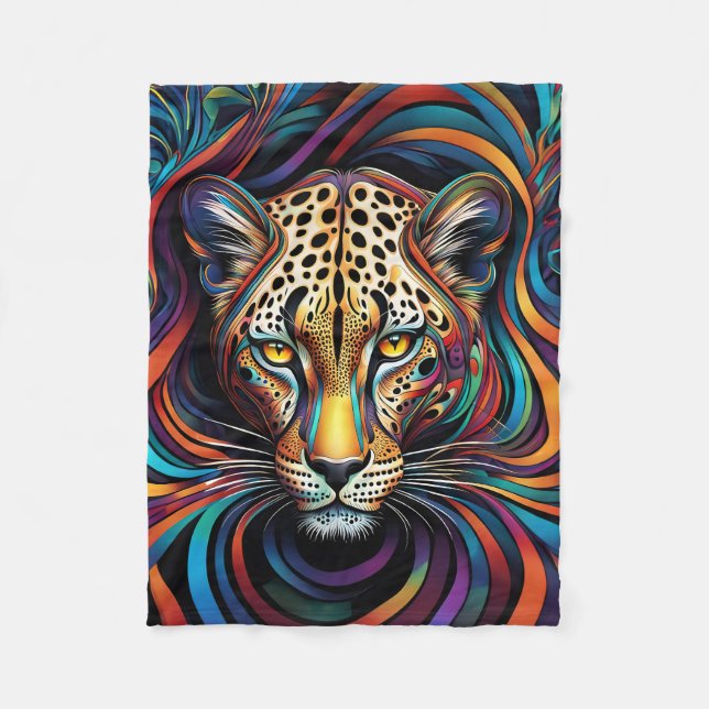 COUVERTURE POLAIRE BLANCHET LEOPARD ABSTRAIT (Devant)