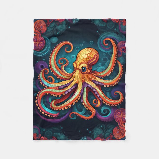 COUVERTURE POLAIRE BLANCHET OCTOPUS ABSTRAIT (Devant)