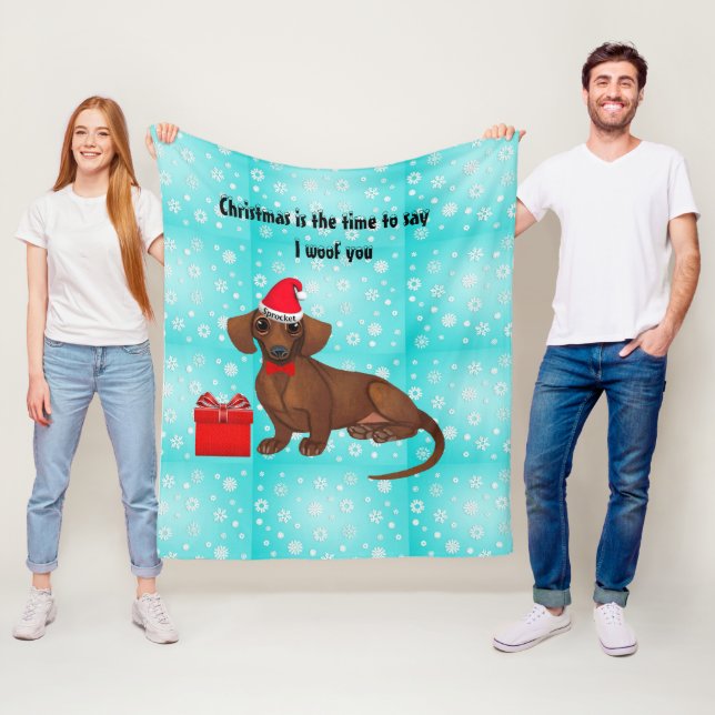Couverture Polaire Blanchette en laque de neige de Dachshund (En situation)