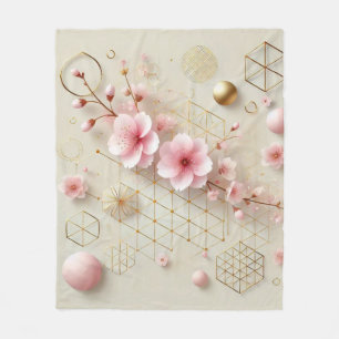 Couverture Polaire Blanchissement géométrique Sakura en floraison