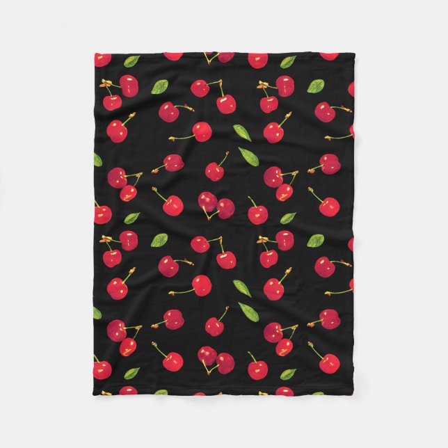 Couverture Polaire Blanchisserie de la flotte de cerises noires (Devant)