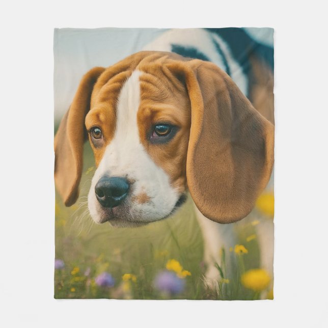 Couverture Polaire Blanket Chien Ami humeur heureuse visage (Devant)