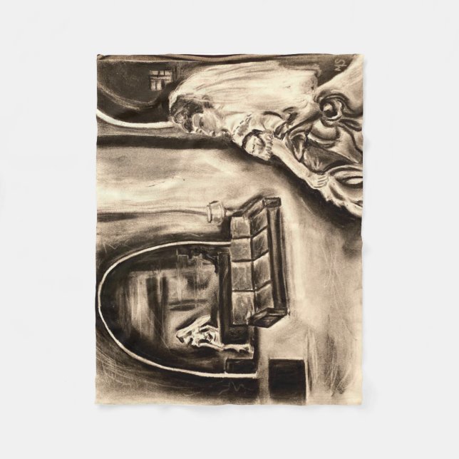 Couverture Polaire BLANKET Mariée Éffrayante en dessin de charbon mir (Devant)