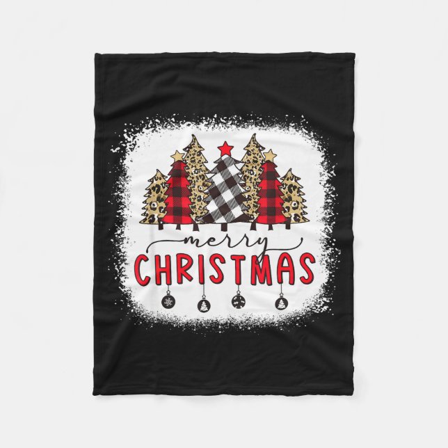 Couverture Polaire Bleached Merry Christmas Tree Funny Leopard Plaid  (Devant)