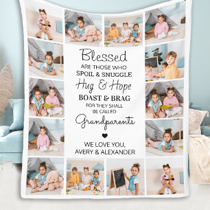 Couverture Polaire Blessed Grand-parents Personnalisé 14 Photo Collag