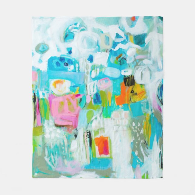 Couverture Polaire Bleu Abstrait (Devant)