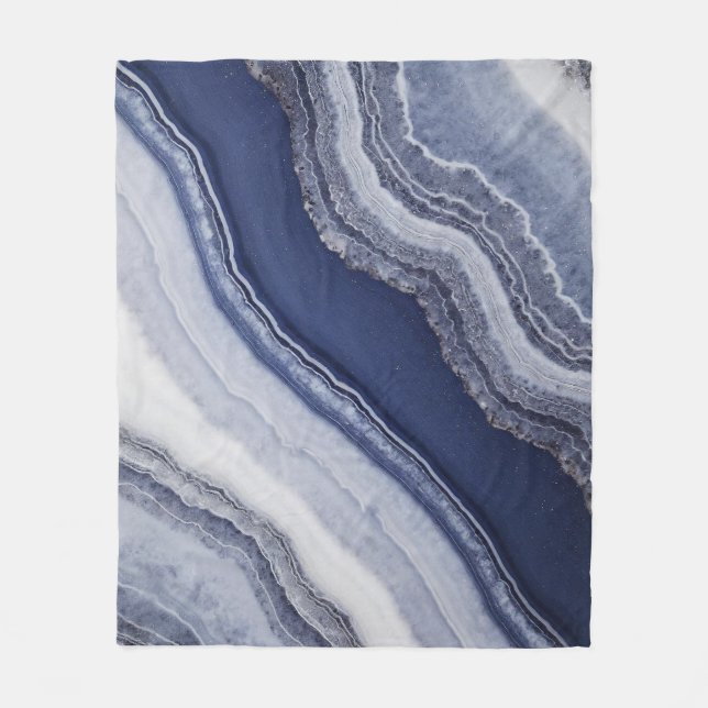 Couverture Polaire Bleu blanc Agate Marbre (Devant)
