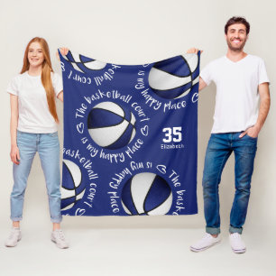 Couverture Polaire bleu blanc Le terrain de basket est mon endroit he