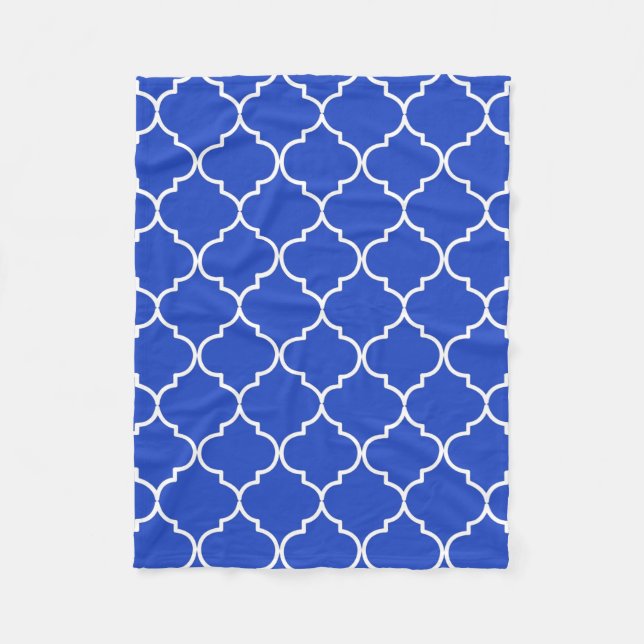 Couverture Polaire Bleu & Blanc Méditerranéen Motif marocain (Devant)