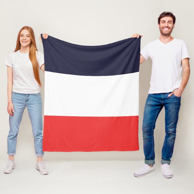 Couverture Polaire Bleu Blanc & Rayures Rouges Rayé (En situation)