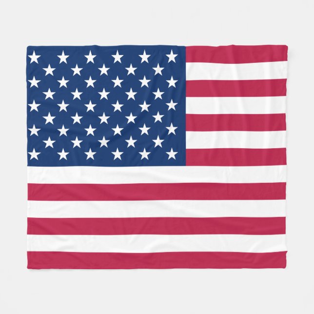Couverture Polaire Bleu blanc rouge de drapeau américain (Devant (Horizontal))