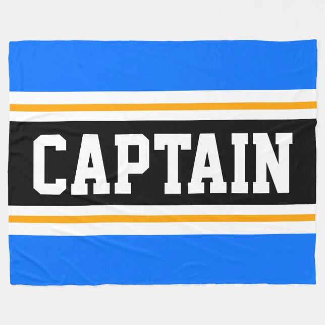 Couverture Polaire Bleu Bleu Jaune Noir CAPITAINE Rayures de course (Devant (Horizontal))