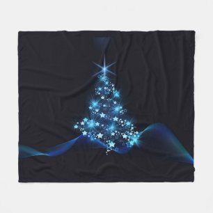 Couverture Polaire Bleu brillant des étoiles sur l'arbre de Noël fonc