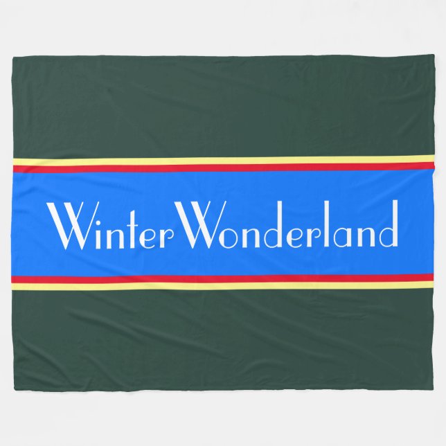 Couverture Polaire Bleu brillant et élégant Vert hiver Wonderland (Devant (Horizontal))