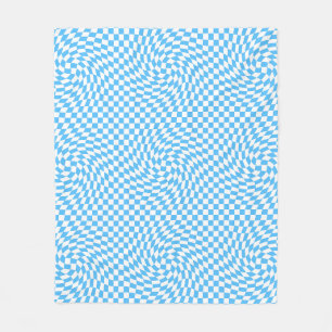 Couverture Polaire Bleu clair et blanc Chic dépoli À damiers Motif