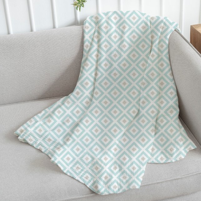 Couverture Polaire Bleu clair et Motif beige (Créateur téléchargé)