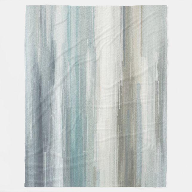 Couverture Polaire Bleu clair sarcelle gris marron rayure abstraite (Devant)