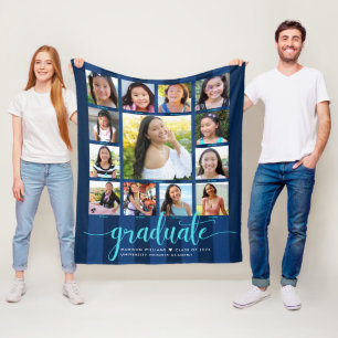 Couverture Polaire Bleu de la Marine K-12 - Collage photo Script