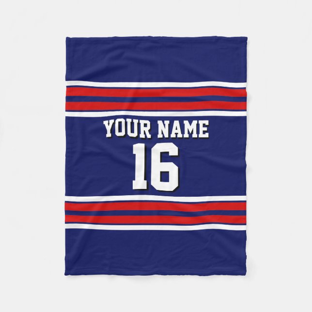 Couverture Polaire Bleu de marine avec Red White Strips Team Jersey (Devant)