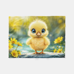 Couverture Polaire Bleu de poulet moelleux jaune soleil - Oiseau aux