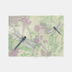 Couverture Polaire Bleu Dragonflies Blanche-Toison