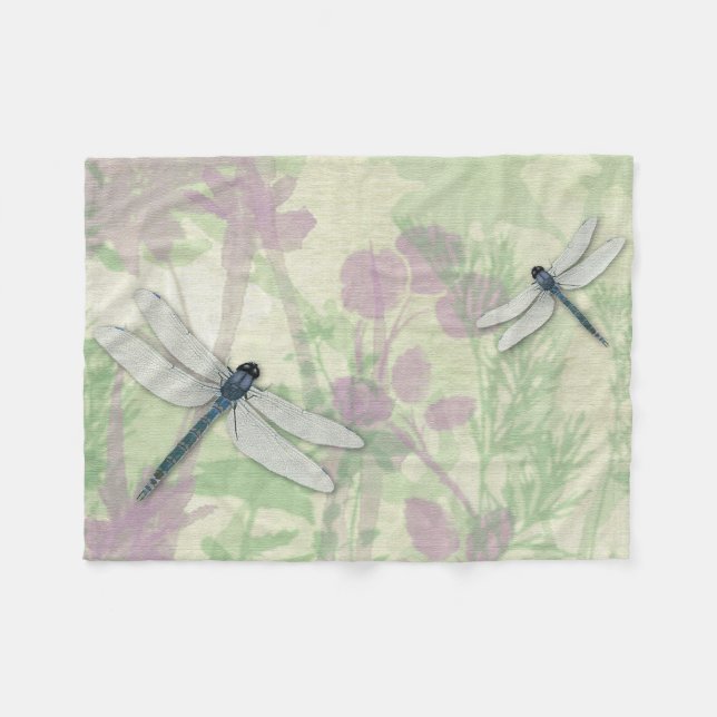 Couverture Polaire Bleu Dragonflies Blanche-Toison (Devant (Horizontal))