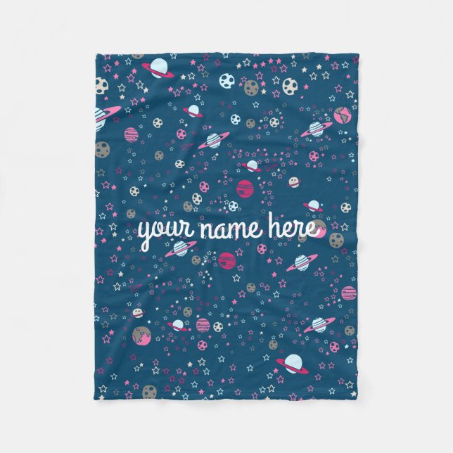 Couverture Polaire Bleu espace Blanche personnalisée (Devant)