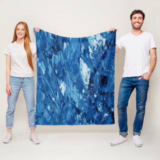 Couverture Polaire Bleu et Blanc Abstrait