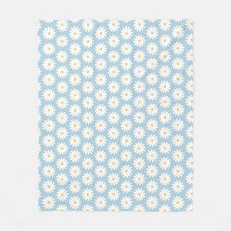 Couverture Polaire Bleu et blanc Retro Vintage Daisy Motif